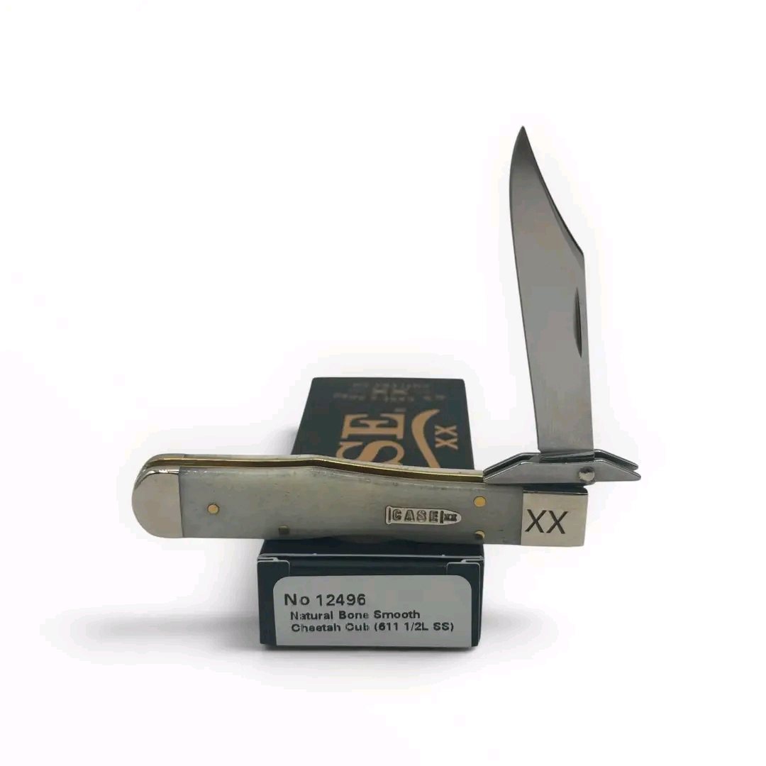 Case XX No. 12496 Smooth Natural Bone SFO Cheetah Cub Swing Guard Knife (611 1/2L SS) - Brand New In Box Case XX Knife