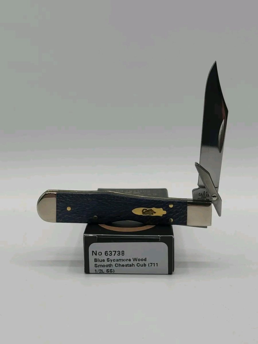 Case XX No. 63738 Blue Sycamore Figured Hardwood Cheetah Cub Knife